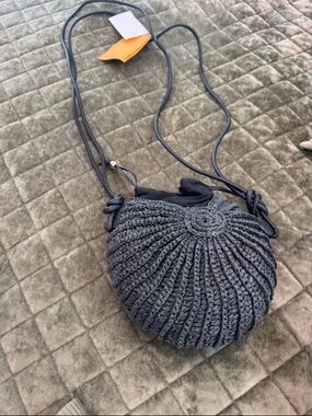 H&M Black Woven Shell Crossbody Bag